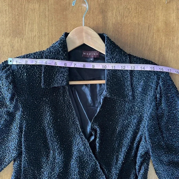 Vintage Evening Cocktail Hand Beaded Black Womens Wrap Blouse Top. Size Medium. - Picture 8 of 12